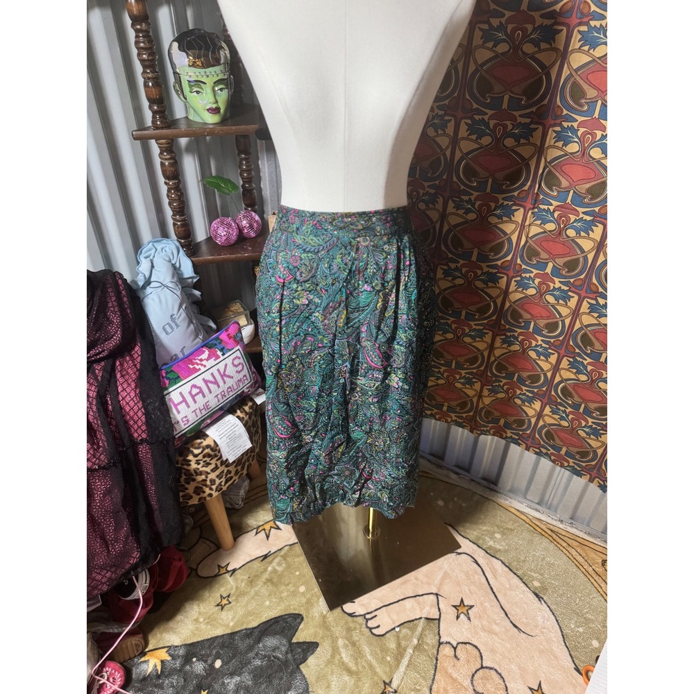 Vintage Norton McNaught Paisley Print Midi‎ Skirt Womens Size 16